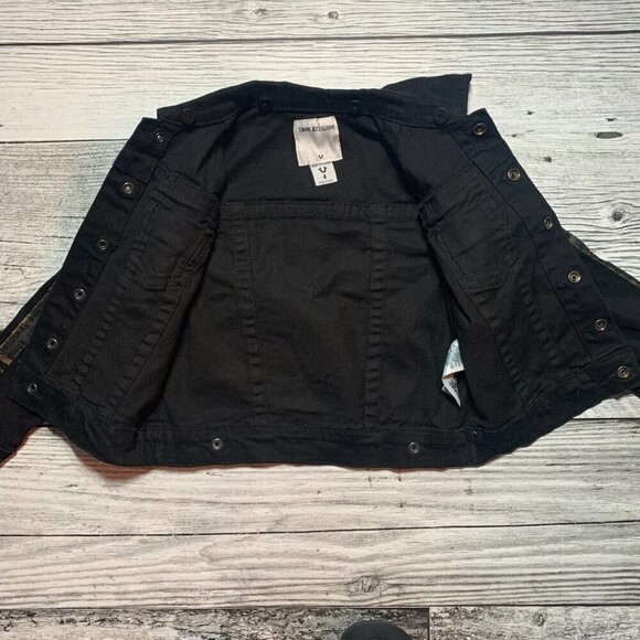 True Religion Black Jean Jacket with Removable Hood - Picture 5 of 12